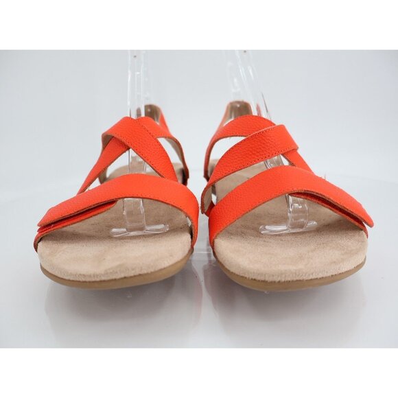 Vionic Raya Sandals Womens 10 Orange Leather Wedge Orthotic Adjustable - Picture 2 of 11